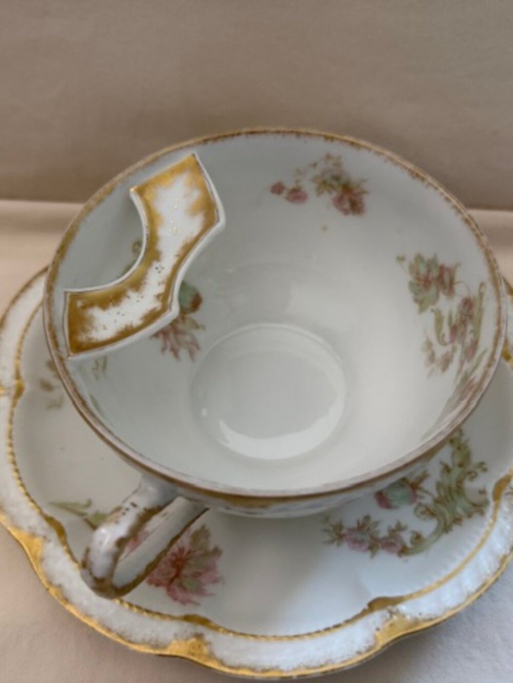 Antique Limoges Porcelain Mustache Teacup - Picture 6 of 11